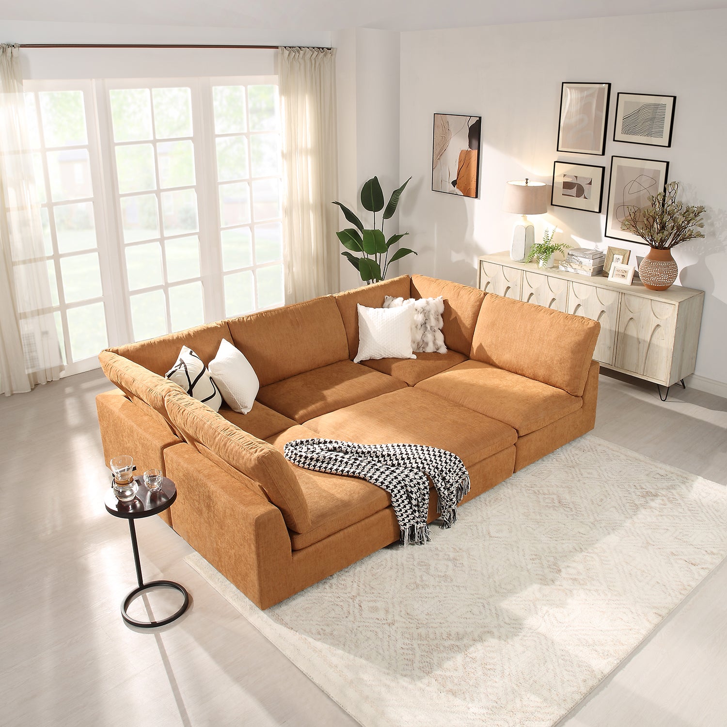 Cloud Tan Linen 3-Seat Sofa