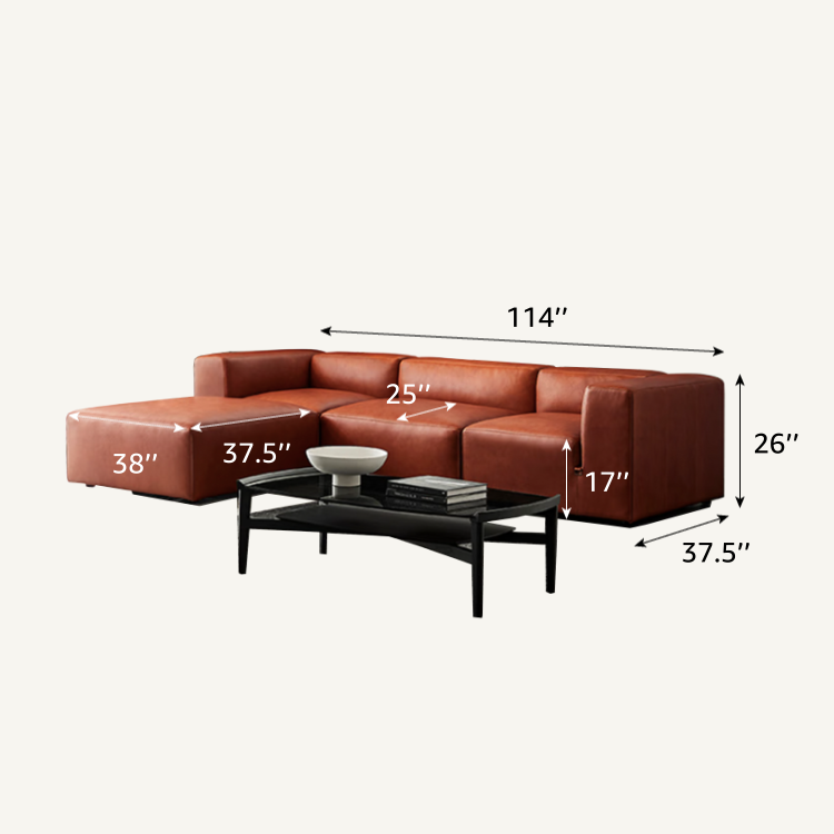 Cuboid Top Grain Leather Modular Sectional Sofa