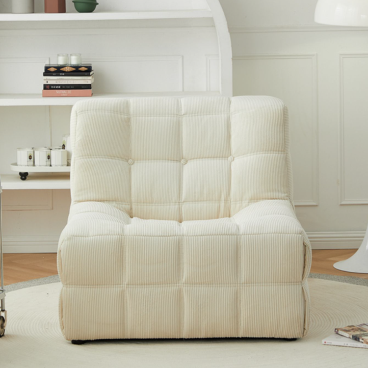 Cuboid Corduroy Fabric Tufted Lazy Sofa