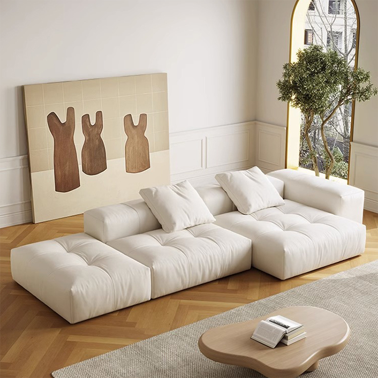 Cream White Sanded Suede Modular Sofa