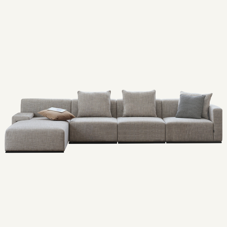 Cuboid Cotton Linen Grey Modular Sofa