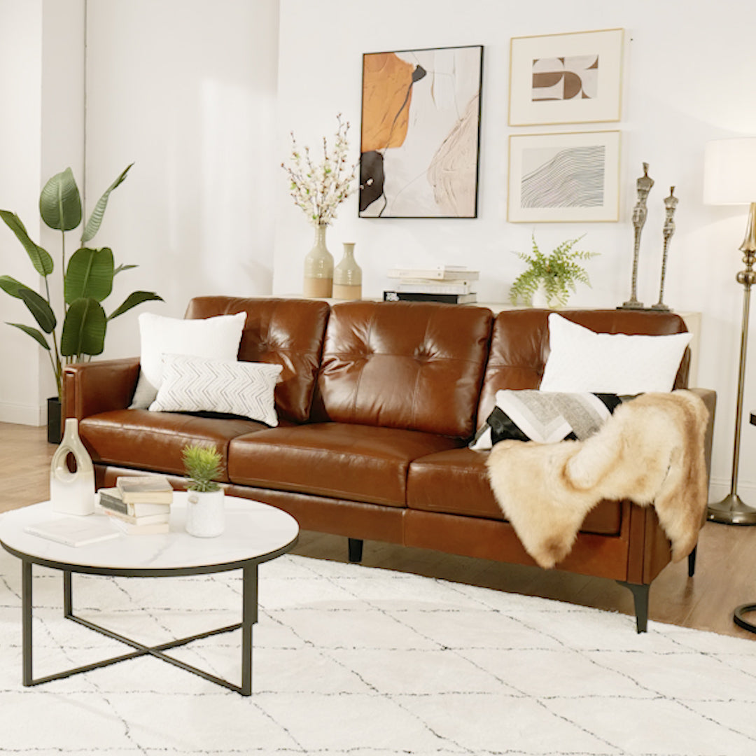 Harvard Chocolate Brown Oil Wax Leather 3-Seater Sofa