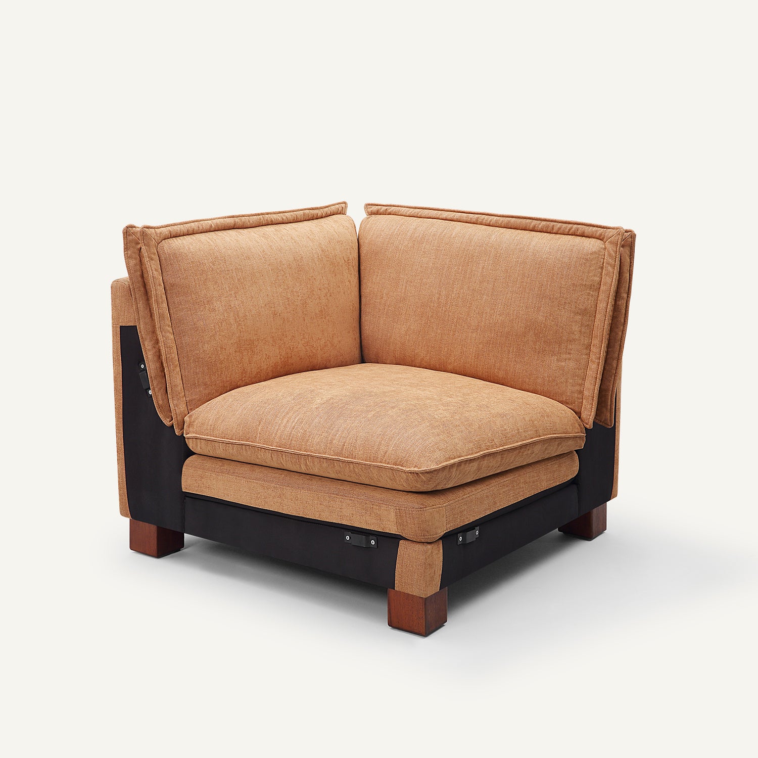 Stacked Tan Linen Armless Corner Chair