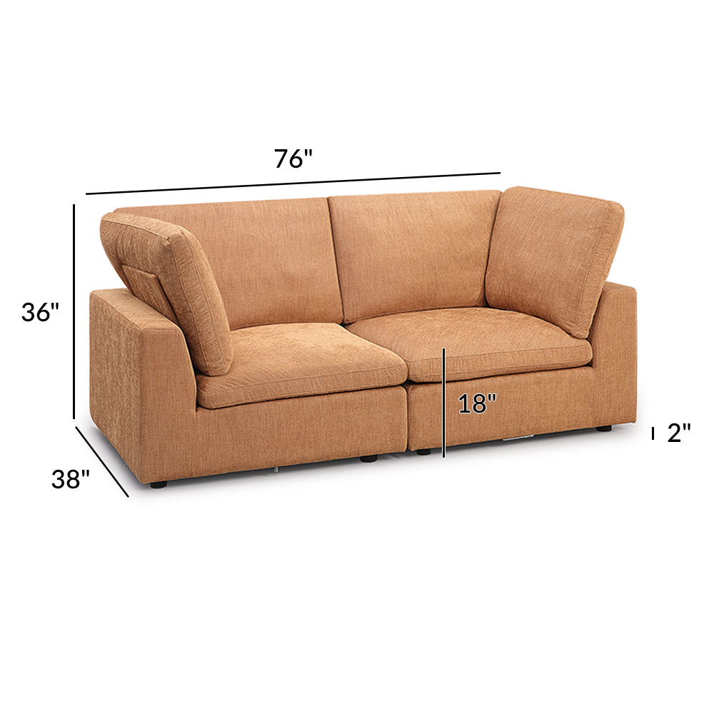 Cloud Tan Linen 3-Seat Sofa with Ottoman
