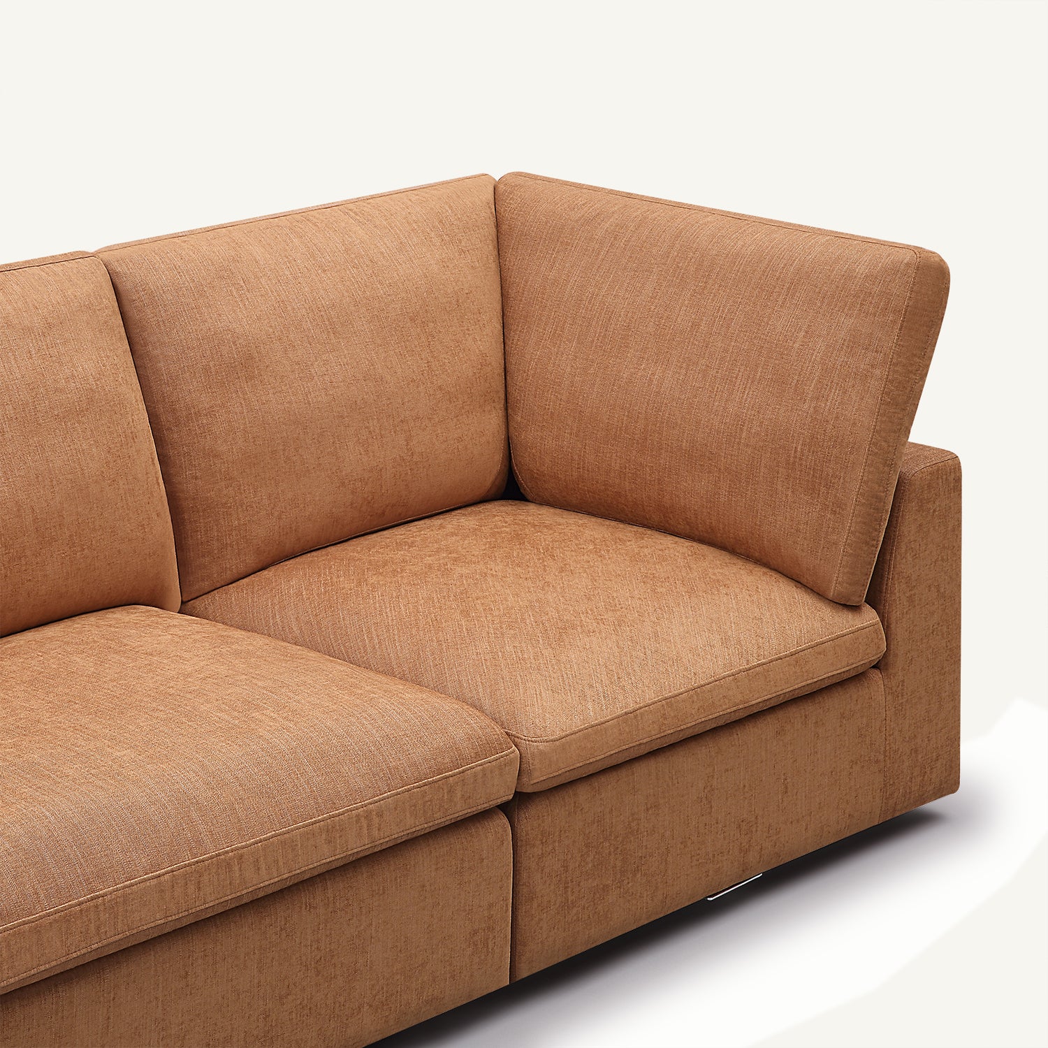 Cloud Tan Linen 6-seat Sofa with Double Ottomans