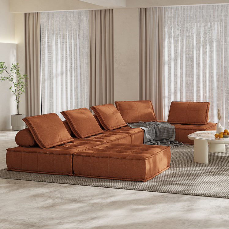 Cuboid Orange Linen Armless Modular Sofa