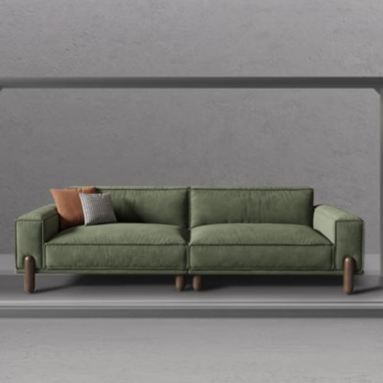 Cuboid Corduroy Fabric Dark Green Sectional Sofa