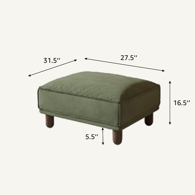 Cuboid Corduroy Fabric Dark Green Sectional Sofa