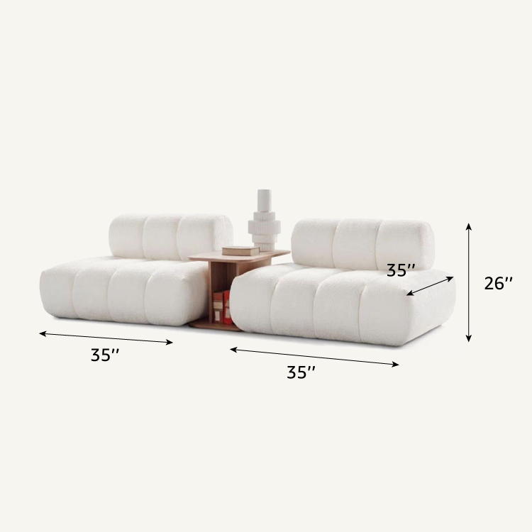 Cream White Teddy Velvet Modular Sectional Sofa