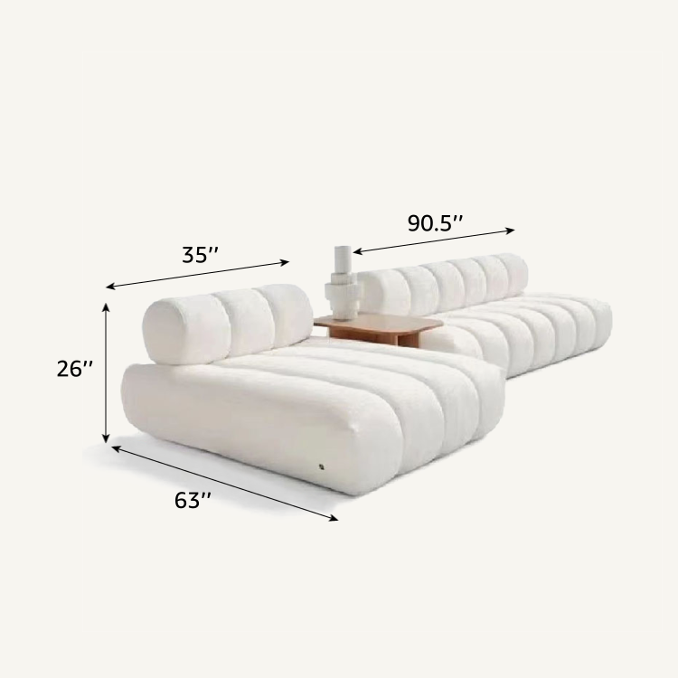 Cream White Teddy Velvet Modular Sectional Sofa