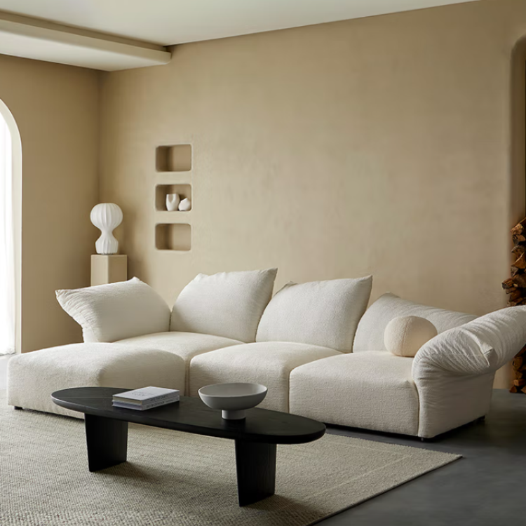 Cream White Chenille Petal-like Modular Sofa