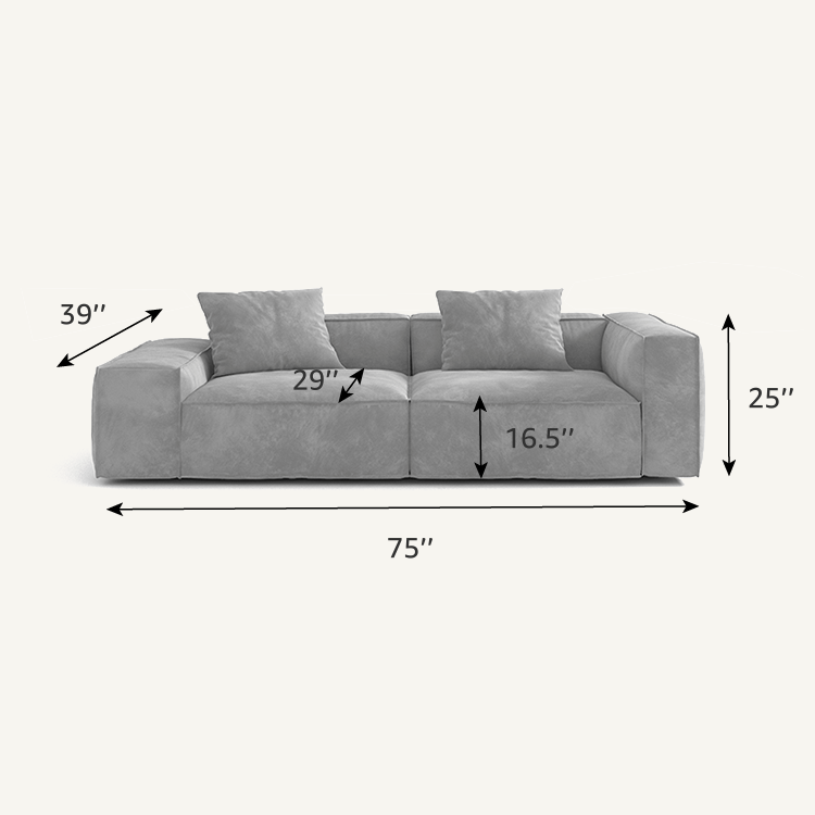 Cuboid Sanded Suede Fabric Beige Modular Sofa
