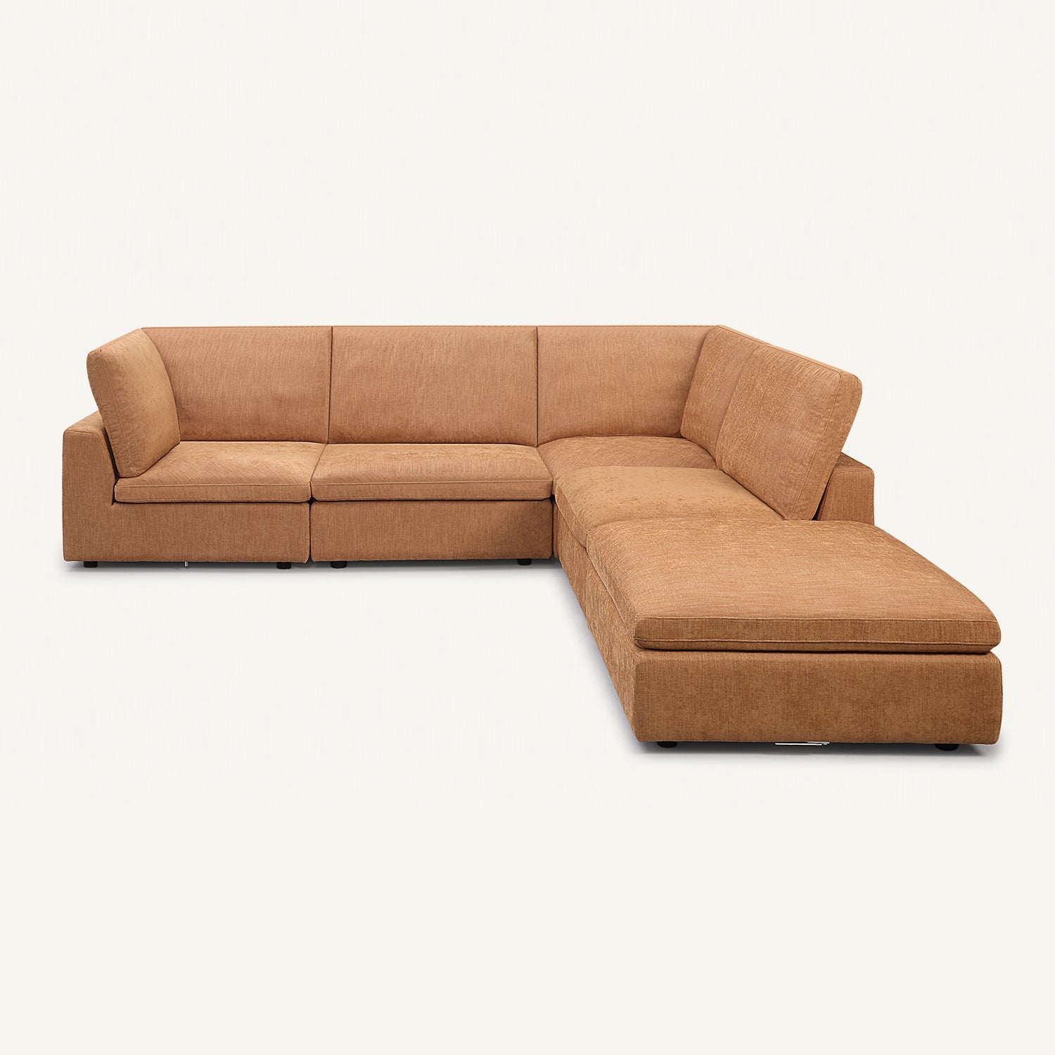 Cloud Tan Linen 4-Seat Sofa with Ottoman