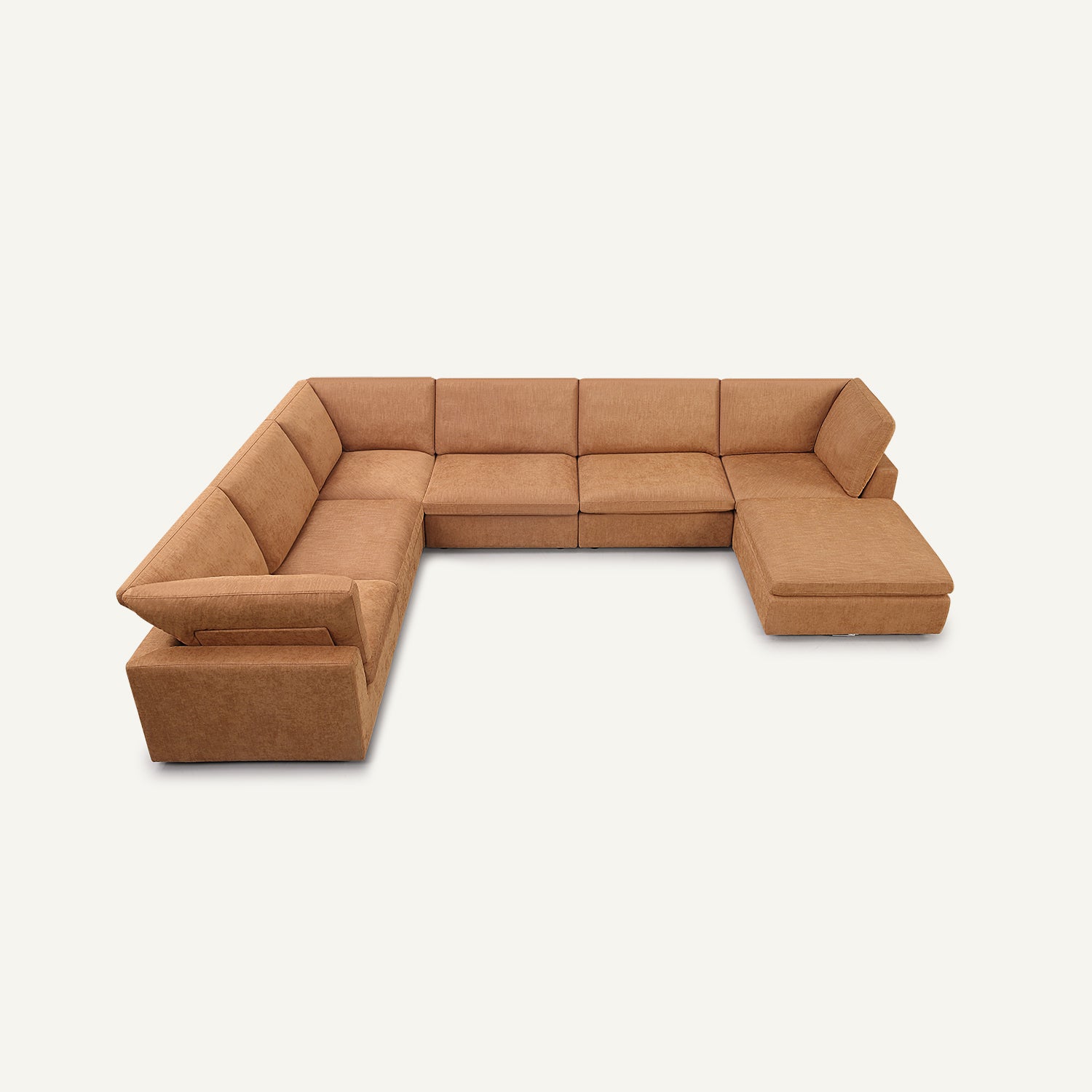 Cloud Tan Linen 6-Seat Corner Sectional with Ottoman