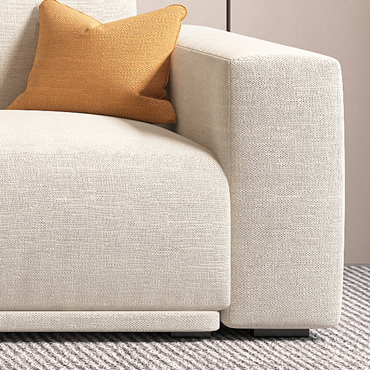 Cuboid Cotton Beige Linen Sectional Sofa