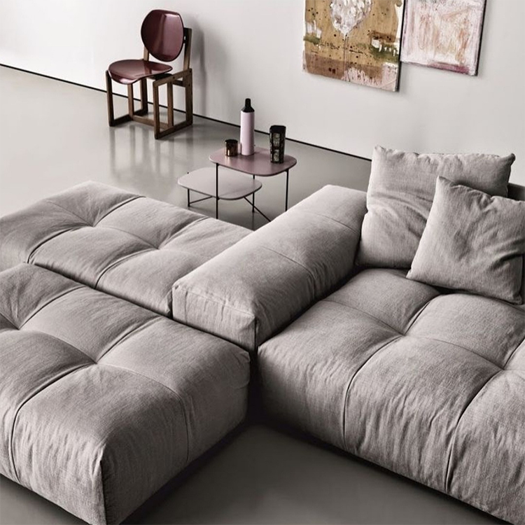 Cream White Cotton Linen Oversized Modular Sofa