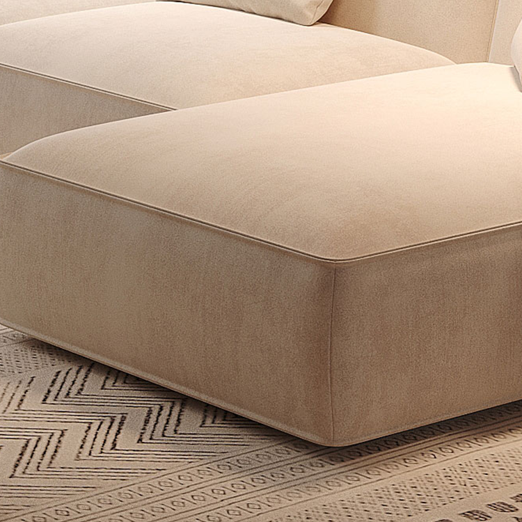 Cuboid Sanded Suede Fabric Beige Modular Sofa