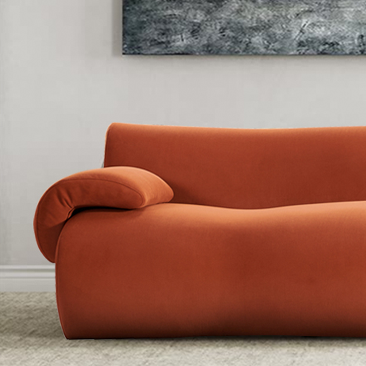 Cream Orange Suede Sectional Sofa