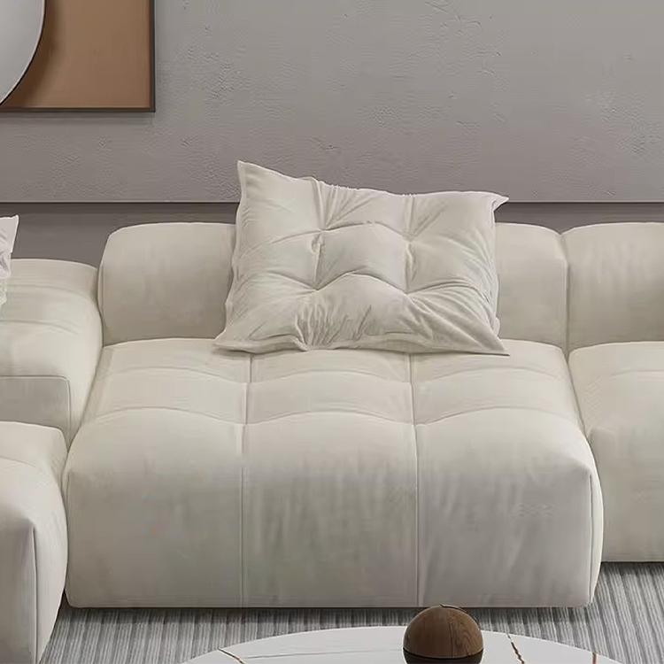 Cream White Sanded Suede Oversized Modular Sofa