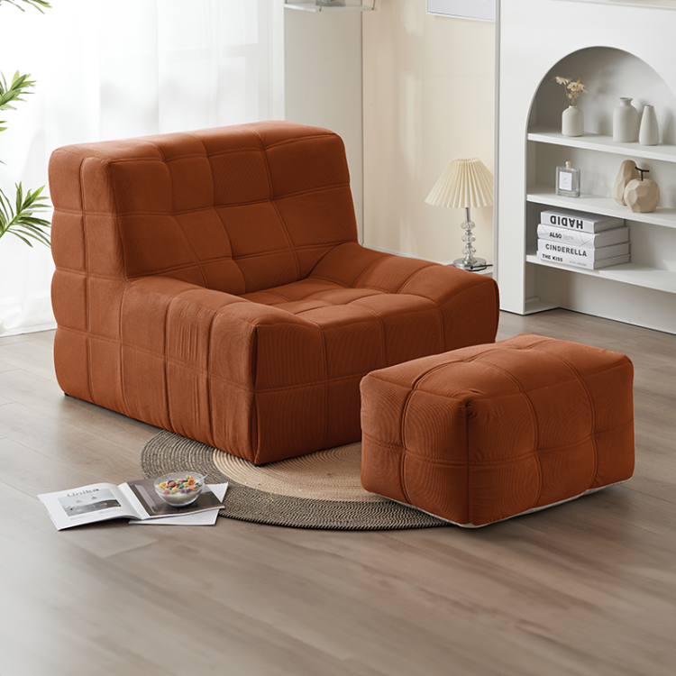 Cuboid Corduroy Fabric Tufted Multicolor Lazy Sofa Chair