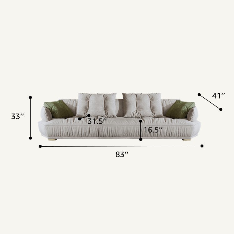 Cream Gray Sanded Suede Shell Design Sectional Sofa