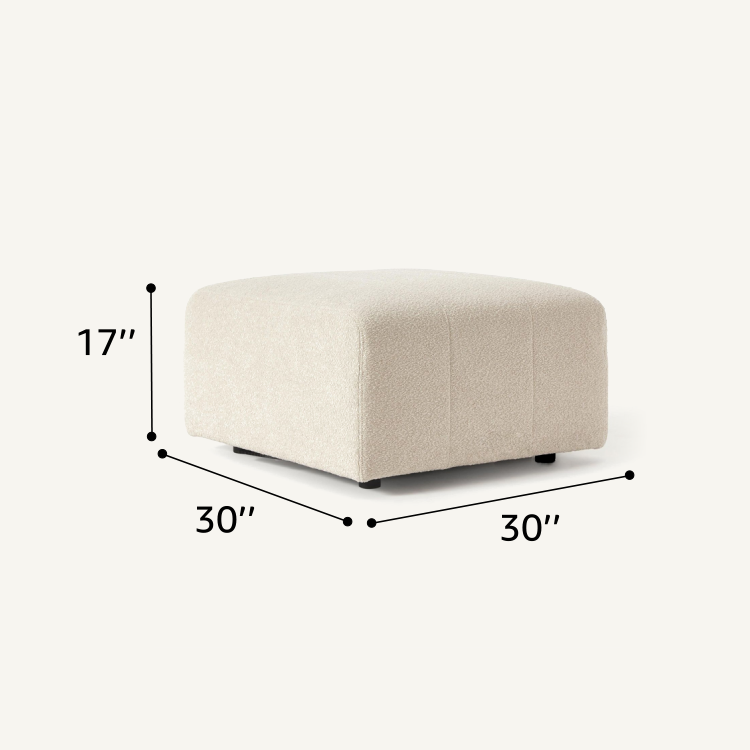 Cream White Boucle Wool Fabric Minimalist Cozy Modular Sofa