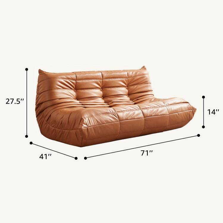 Cuboid Top Grain Leather Caterpillar Lazy Sofa