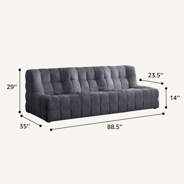 Cuboid Corduroy Fabric Tufted Lazy Sofa