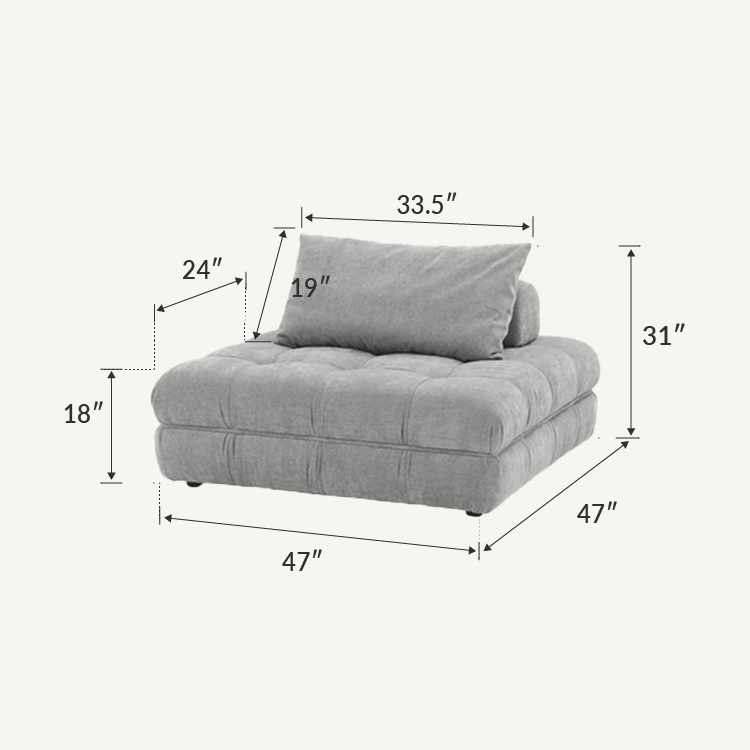 Cream White/Gray Polyester Modular Sofa