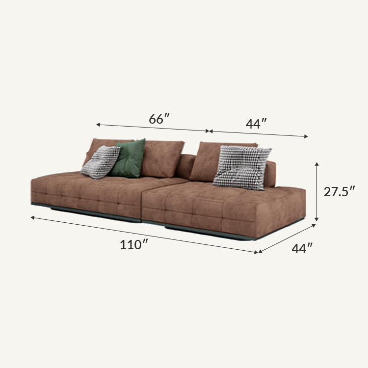 Cuboid Sanded Suede Chocolate Brown Modular Sofa Couch