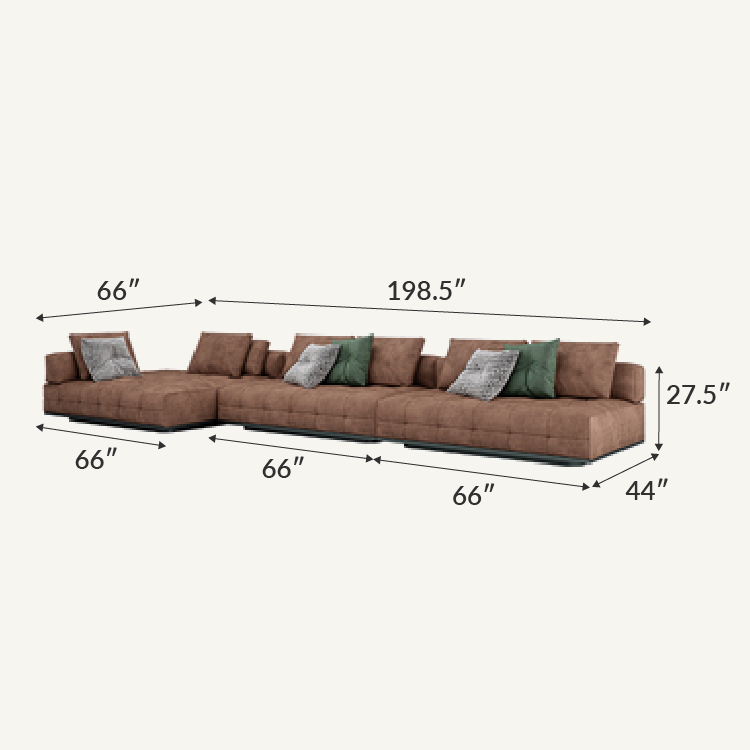 Cuboid Sanded Suede Chocolate Brown Modular Sofa Couch