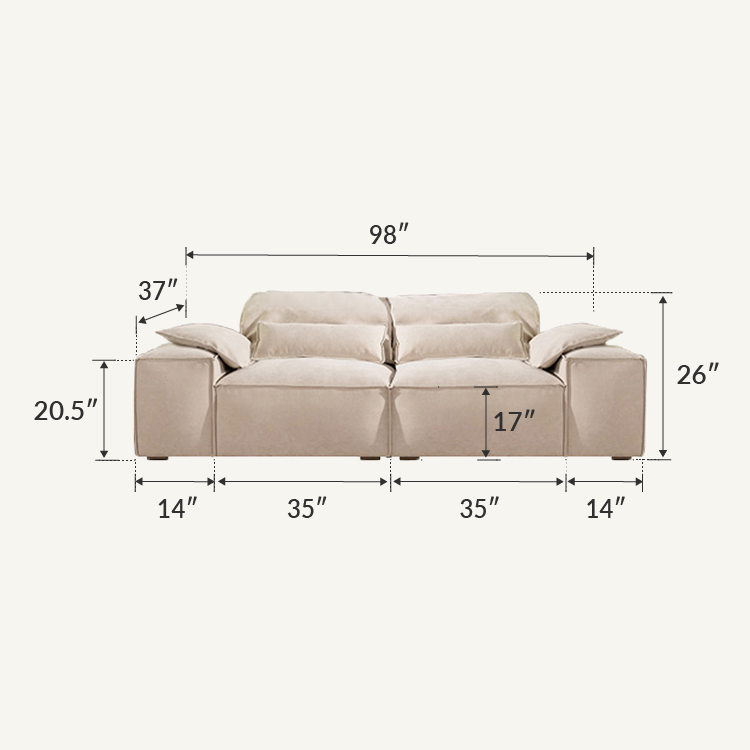 Cuboid Air Leather Minimalist Modular Sofa