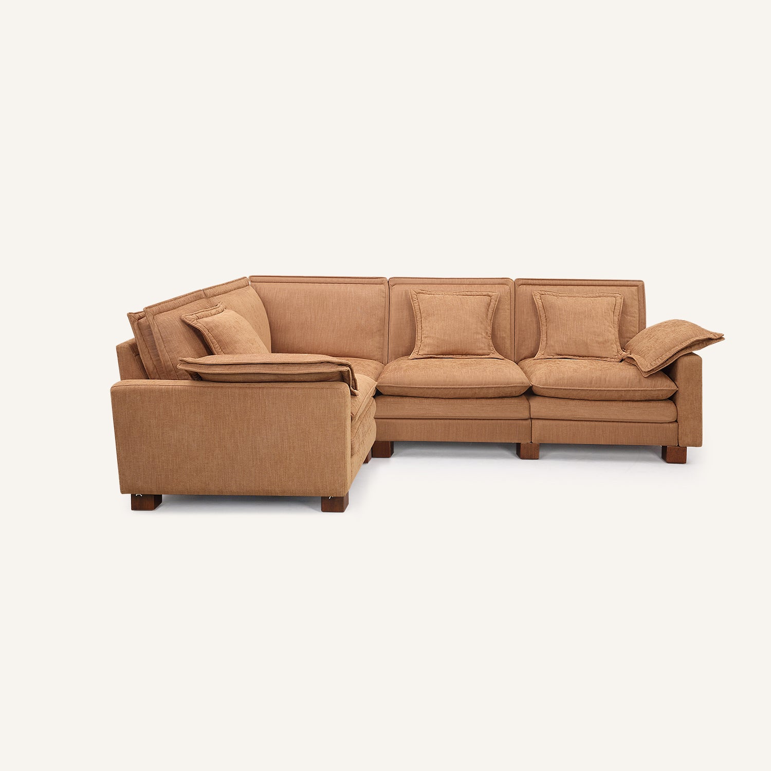 Stacked Tan Linen 4-Seat Corner Sectional