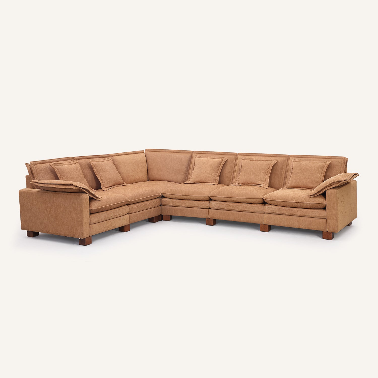 Stacked Tan Linen 6-Seat Corner Sectional