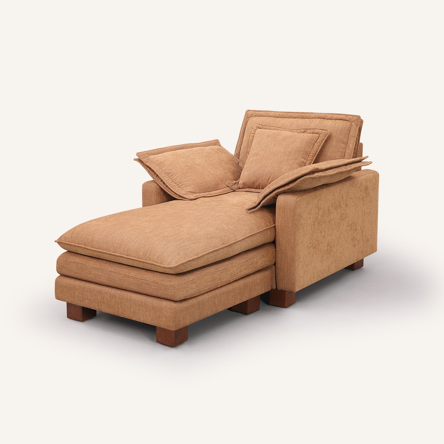 Stacked Tan Linen Armchair with Chaise