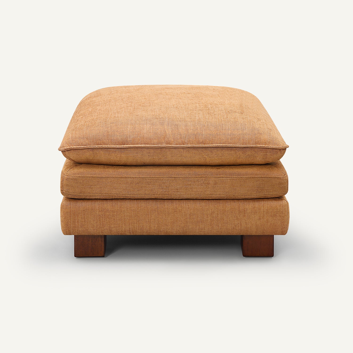 Stacked Tan Linen Square Ottoman