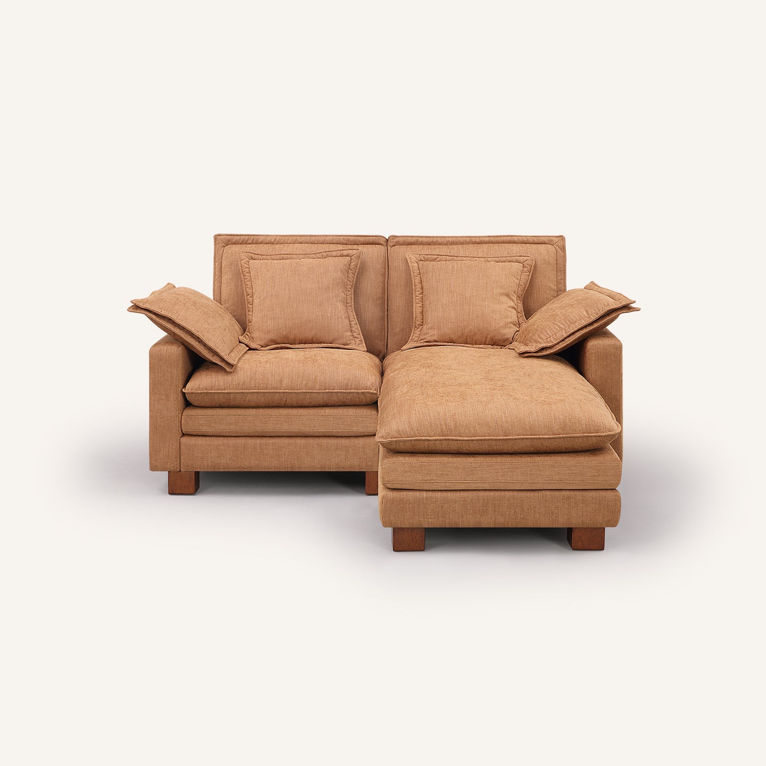 Stacked Tan Linen Loveseat with Chaise