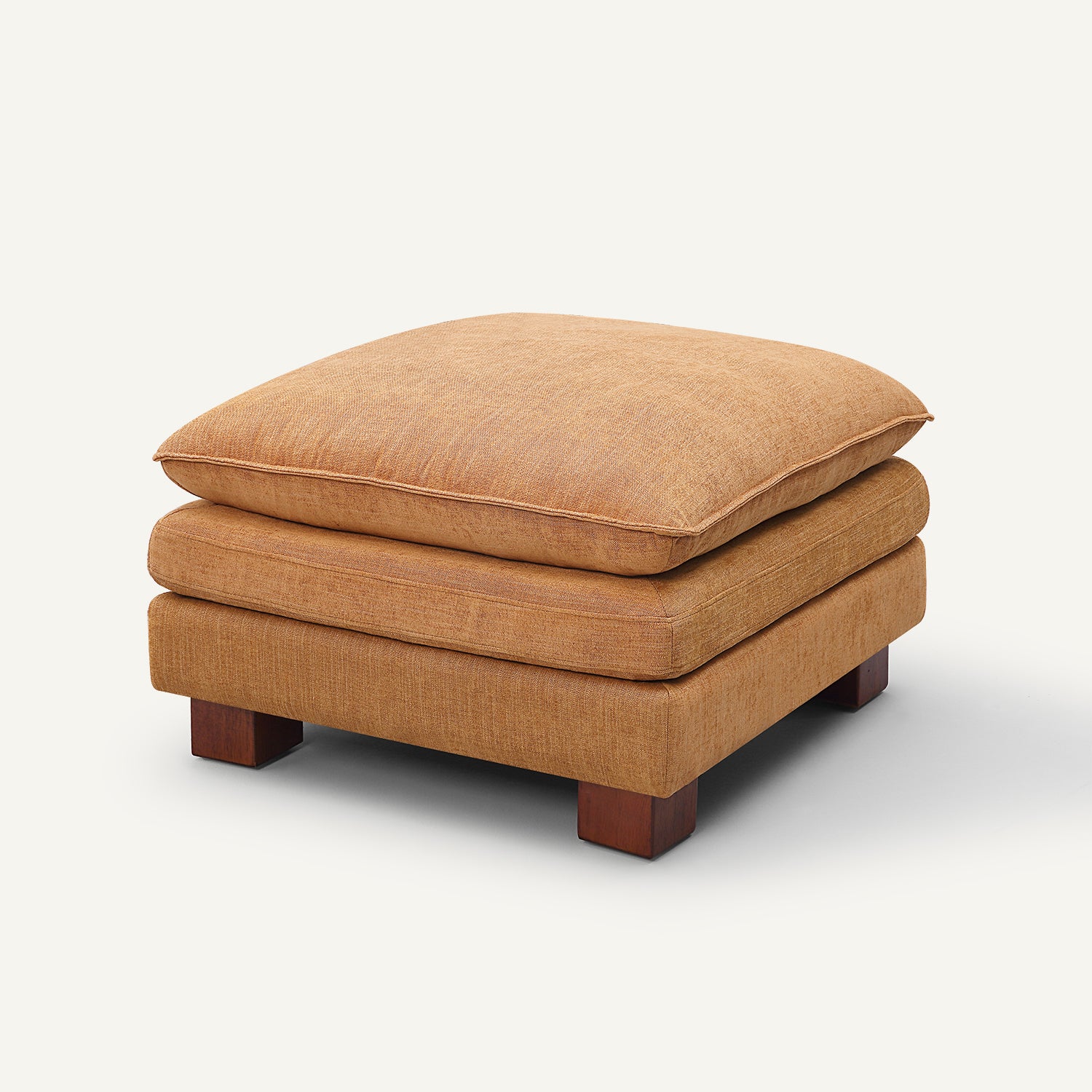 Stacked Tan Linen Square Ottoman