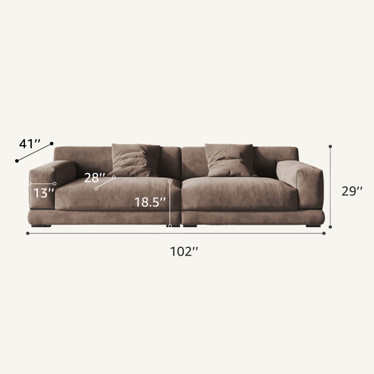 Cuboid Brown Suede Sectional Sofa