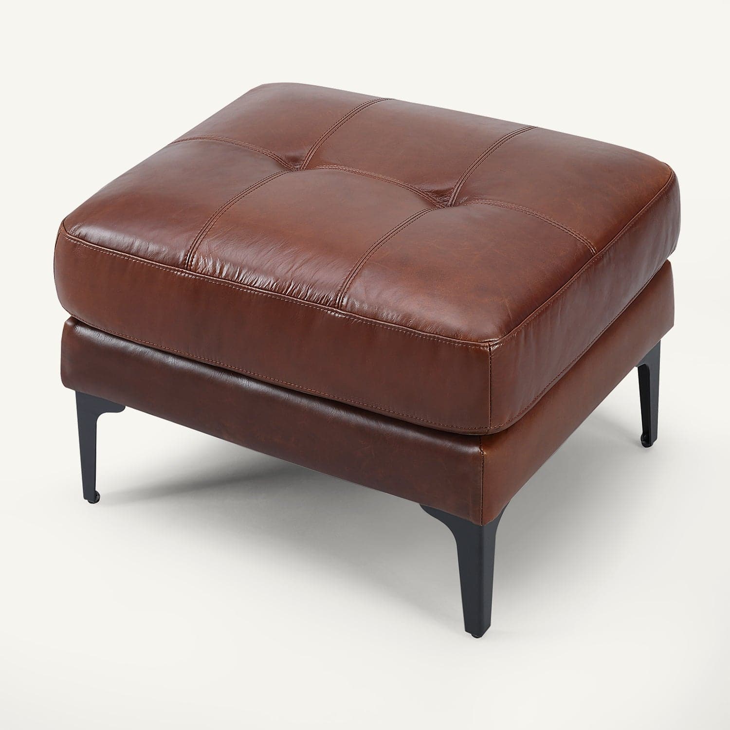 Harvard Chocolate Brown Oil Wax Leather Accent Chair with Ottoman