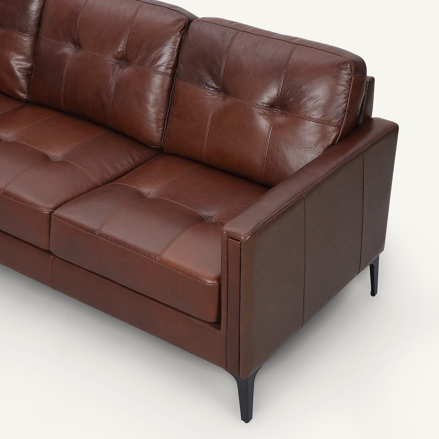 Harvard Chocolate Brown Oil Wax Leather 3-Seater Sofa