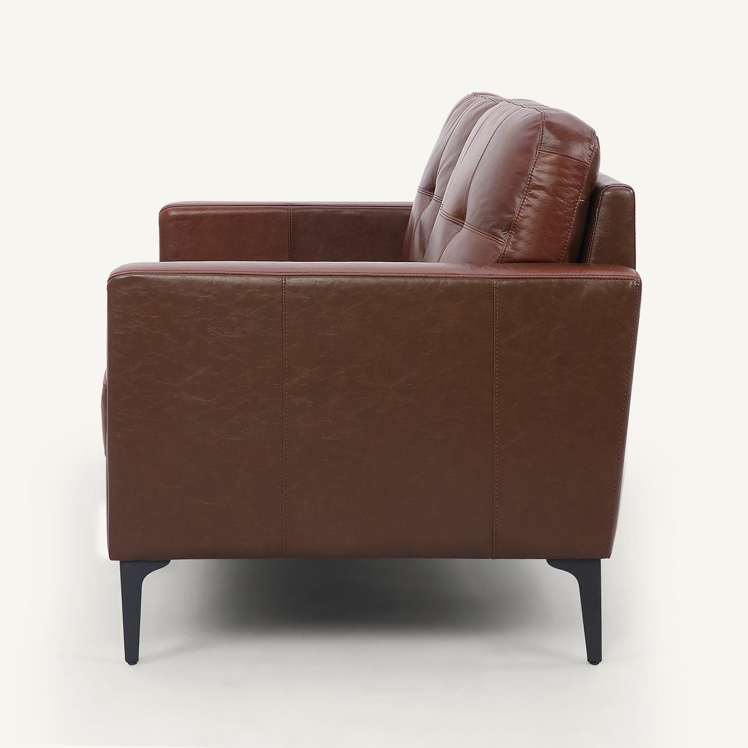 Harvard Chocolate Brown Oil Wax Leather Loveseat with Ottoman