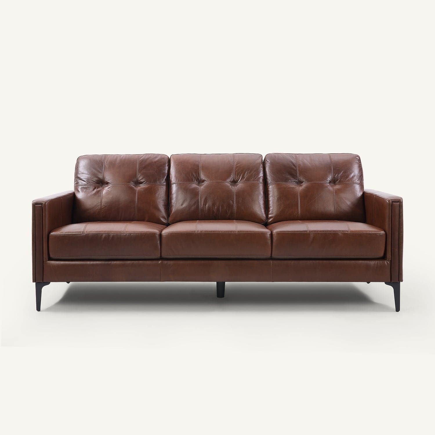 Harvard Chocolate Brown Oil Wax Leather 3-Seater Sofa with Ottoman