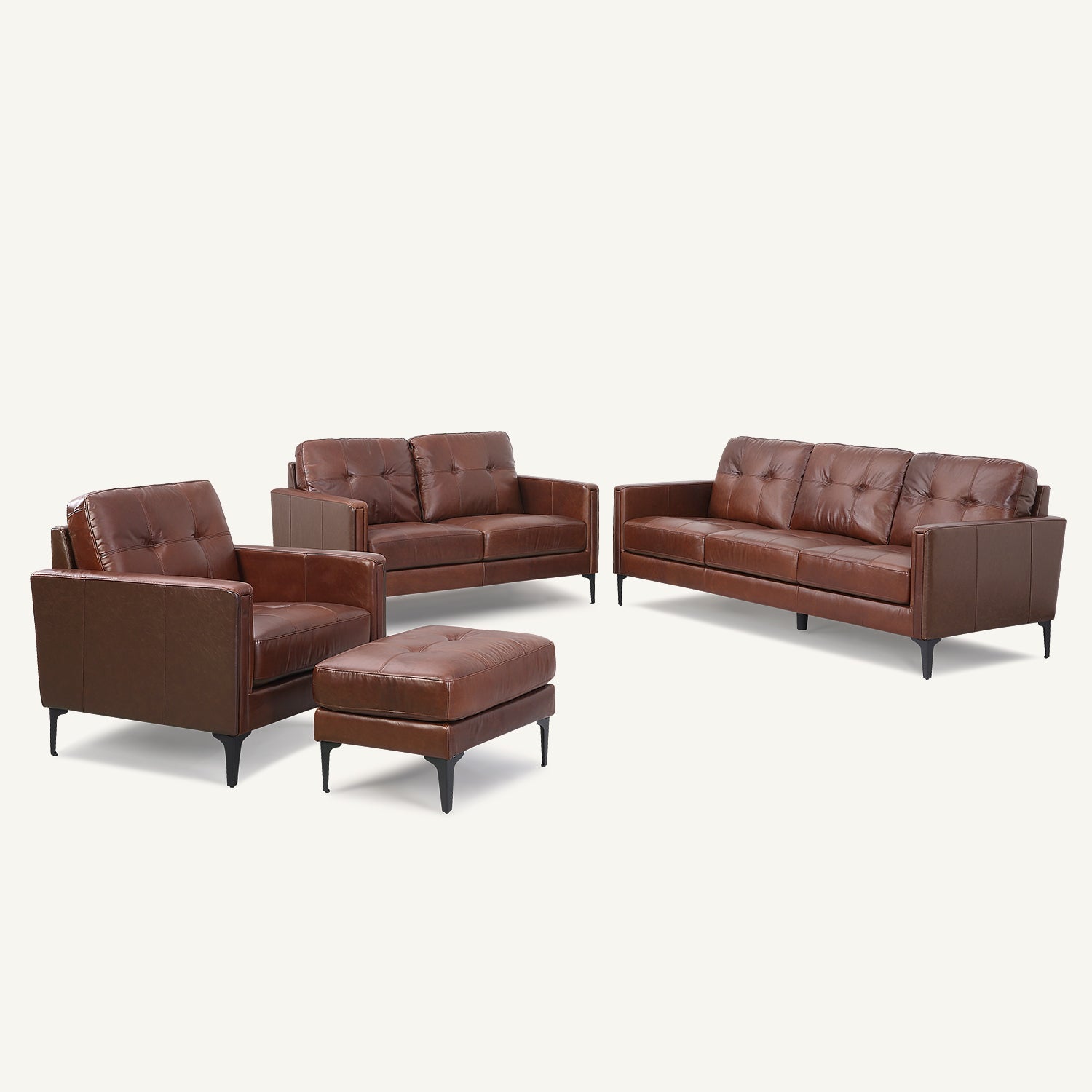 Harvard Chocolate Brown Oil Wax Leather Sofa Set