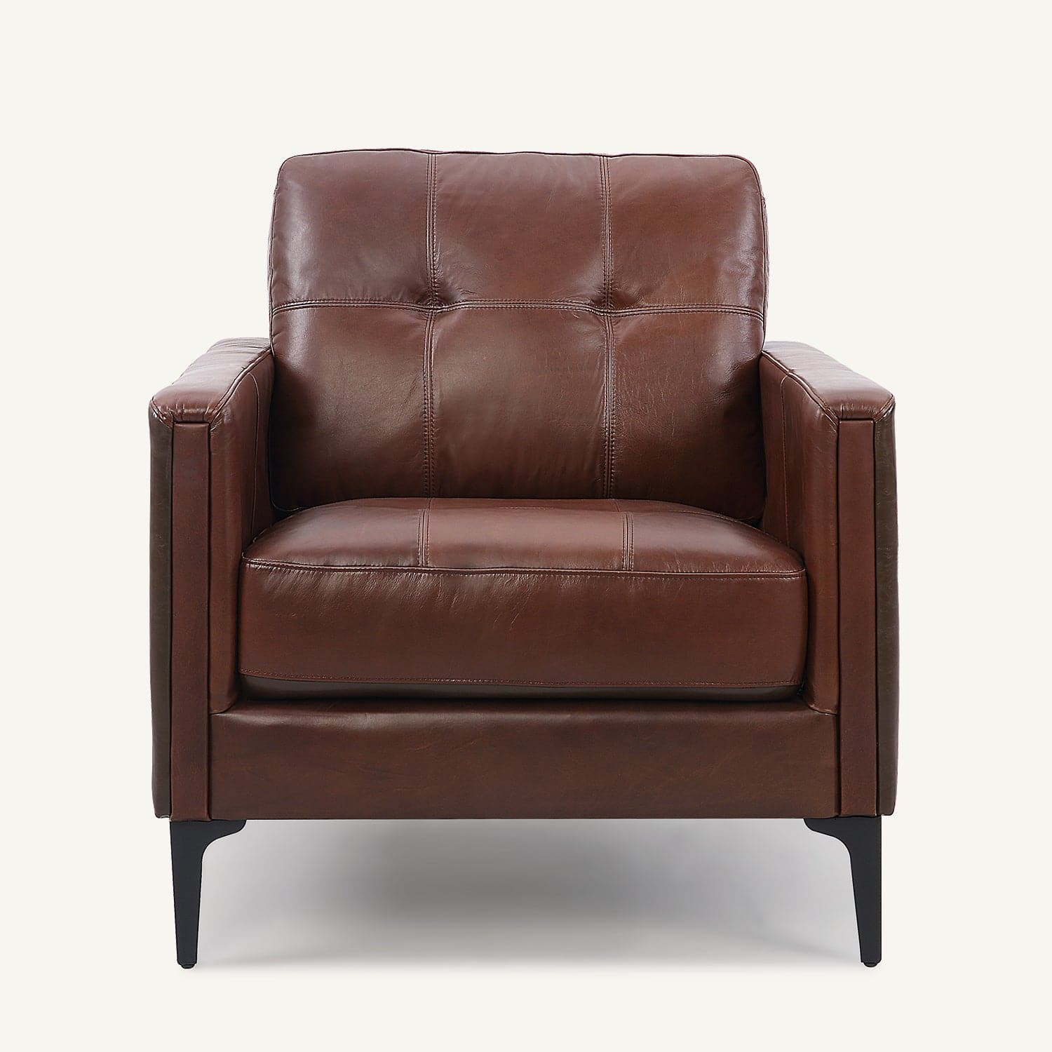 Harvard Chocolate Brown Oil Wax Leather Accent Chair with Ottoman