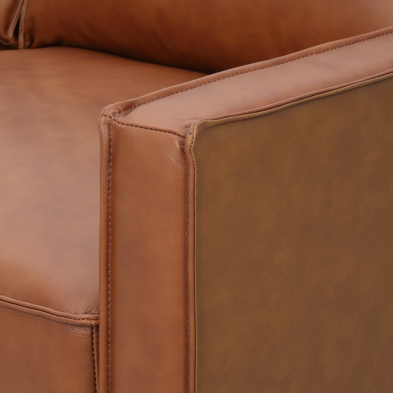 Pimlico Camel Brown Top Grain Leather Accent Chair with Ottoman