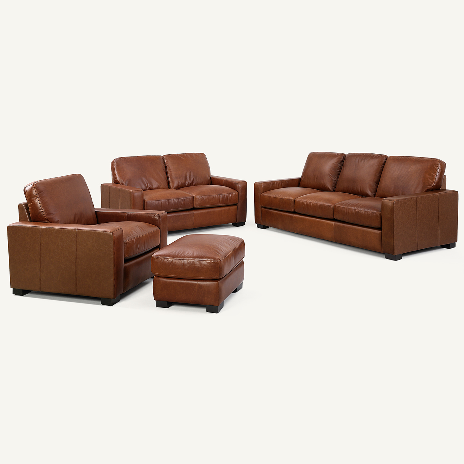 Randall Chestnut Brown Oil Wax Leather 4 Pieces Living Room Sofa Set