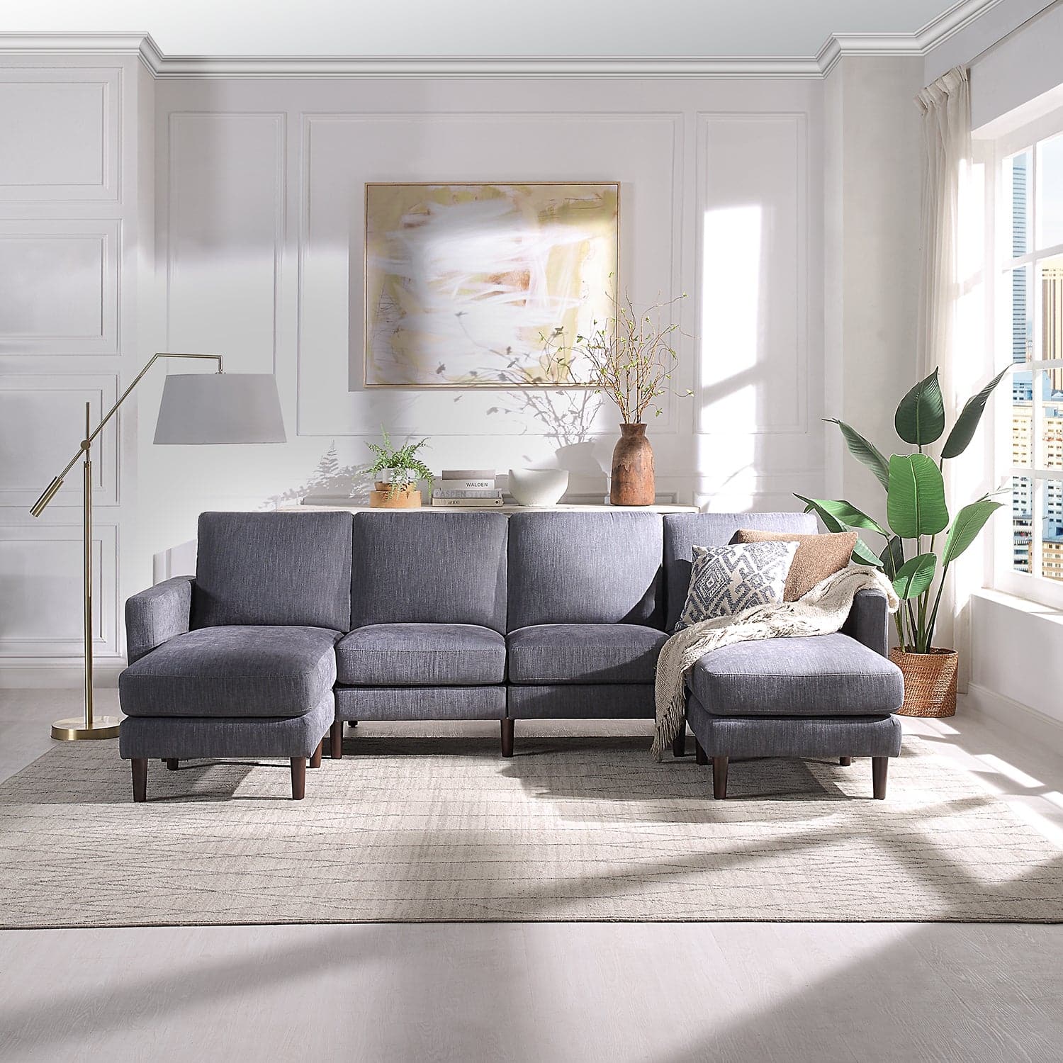Transformer Linen Loveseat with Chaise